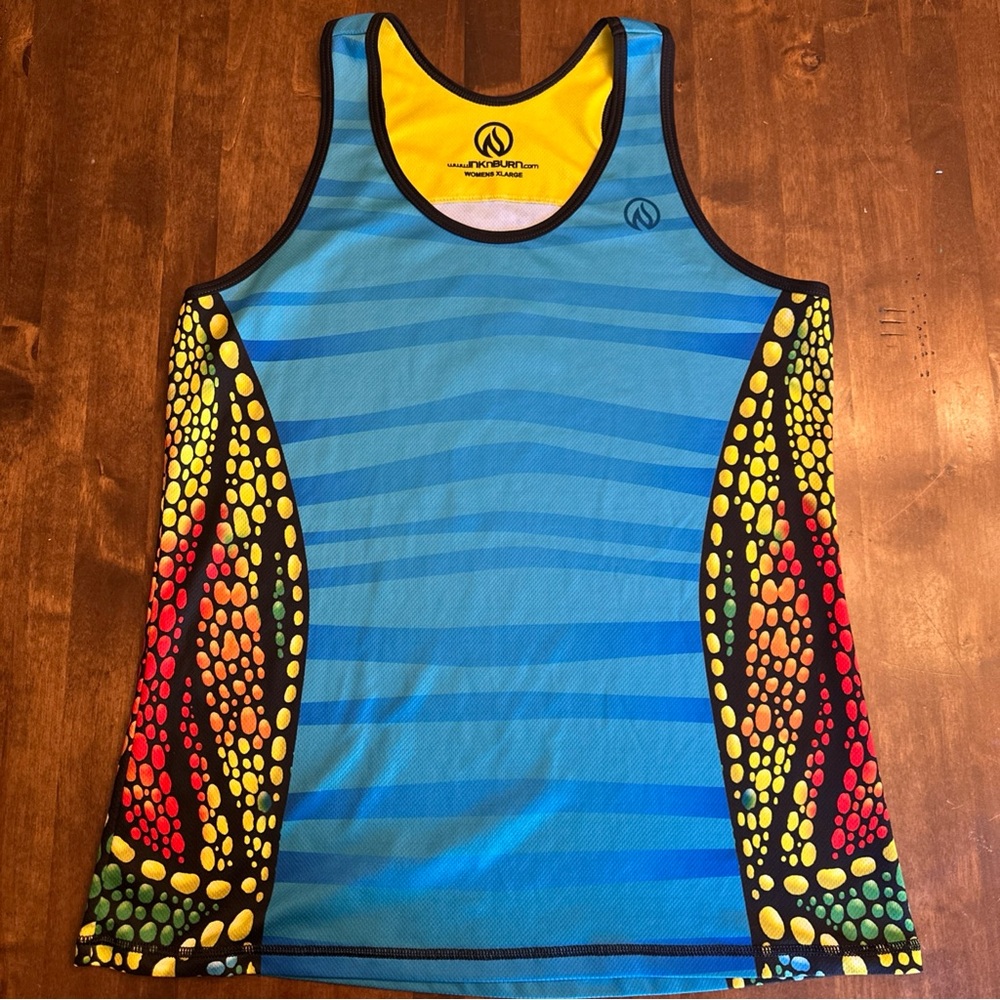 INKnBURN Womens XL Tank Running Performance Race Chamelon Triathalon Athlete‎